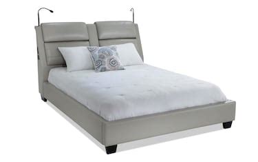 alpha bed images|Alpha Queen Gray Upholstered Platform Bed .